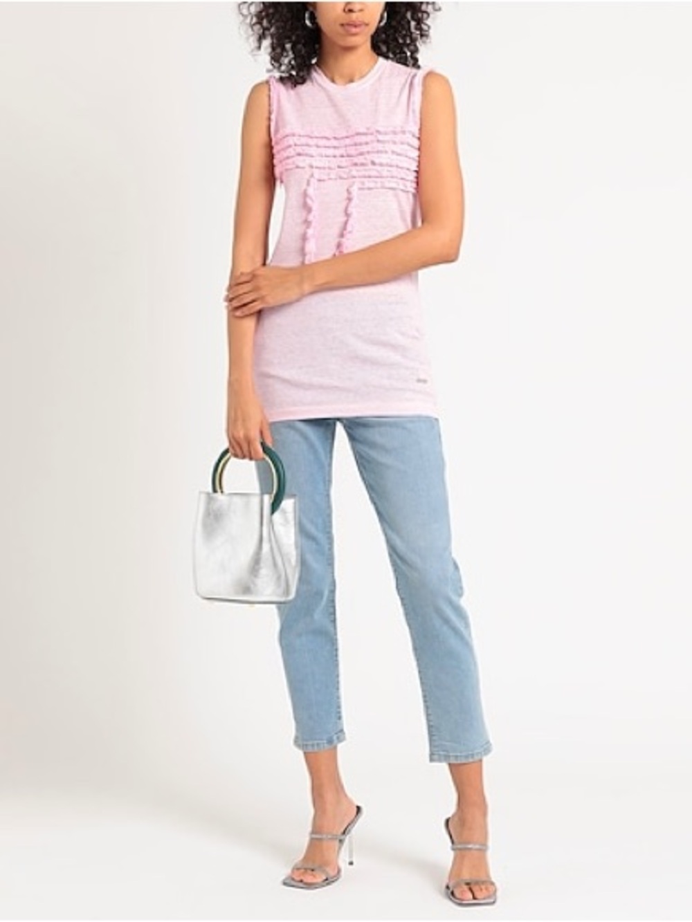 DSQUARED2 Pink Ruffle Trim Sleeveless Tank Top NWT